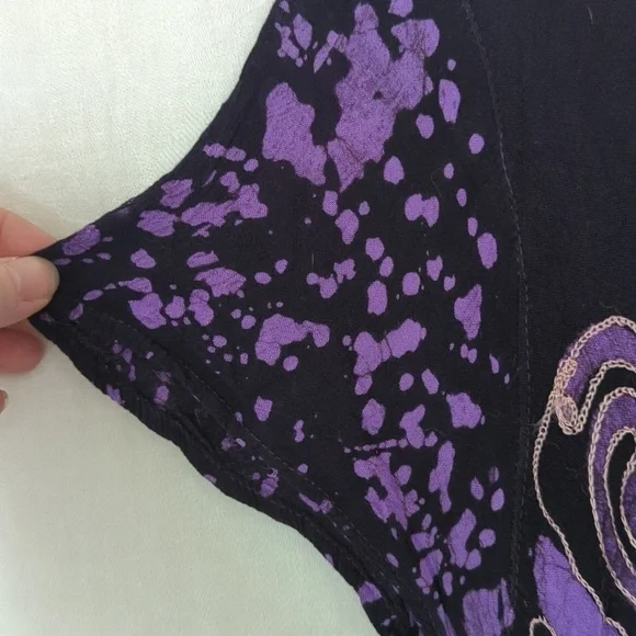 🍉 ASHA Black Purple Flowy Midi Dress One Size - Picture 4 of 6
